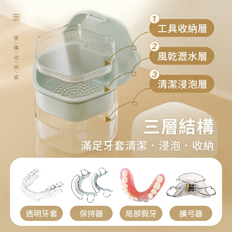牙套浸泡收納盒 牙套置物盒 假牙收納盒 維持器收納盒 牙套清洗盒 浸泡清洗盒子【AG0101】《約翰家庭百貨 4