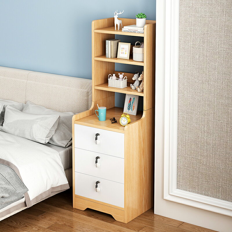 超窄床頭柜現代簡約小型迷你收納柜簡易臥室床邊加高儲物柜置物架