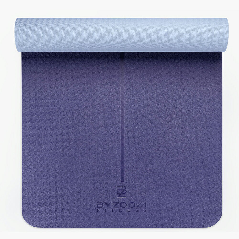 Byzoom Fitness 止滑輕巧TPE 瑜珈墊 4mm  紫 (灰 粉色 可選)