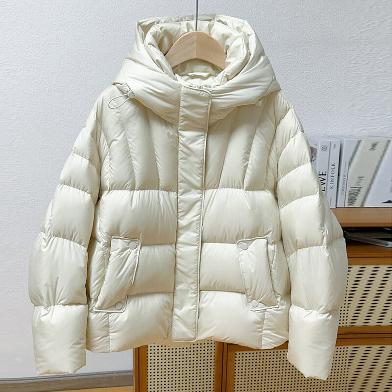 現貨+預購 真羽絨90%鴨絨羽絨外套-高品質超輕零壓感連帽加厚泡芙女夾克3色74jx86【獨家進口】【米蘭精品】 0