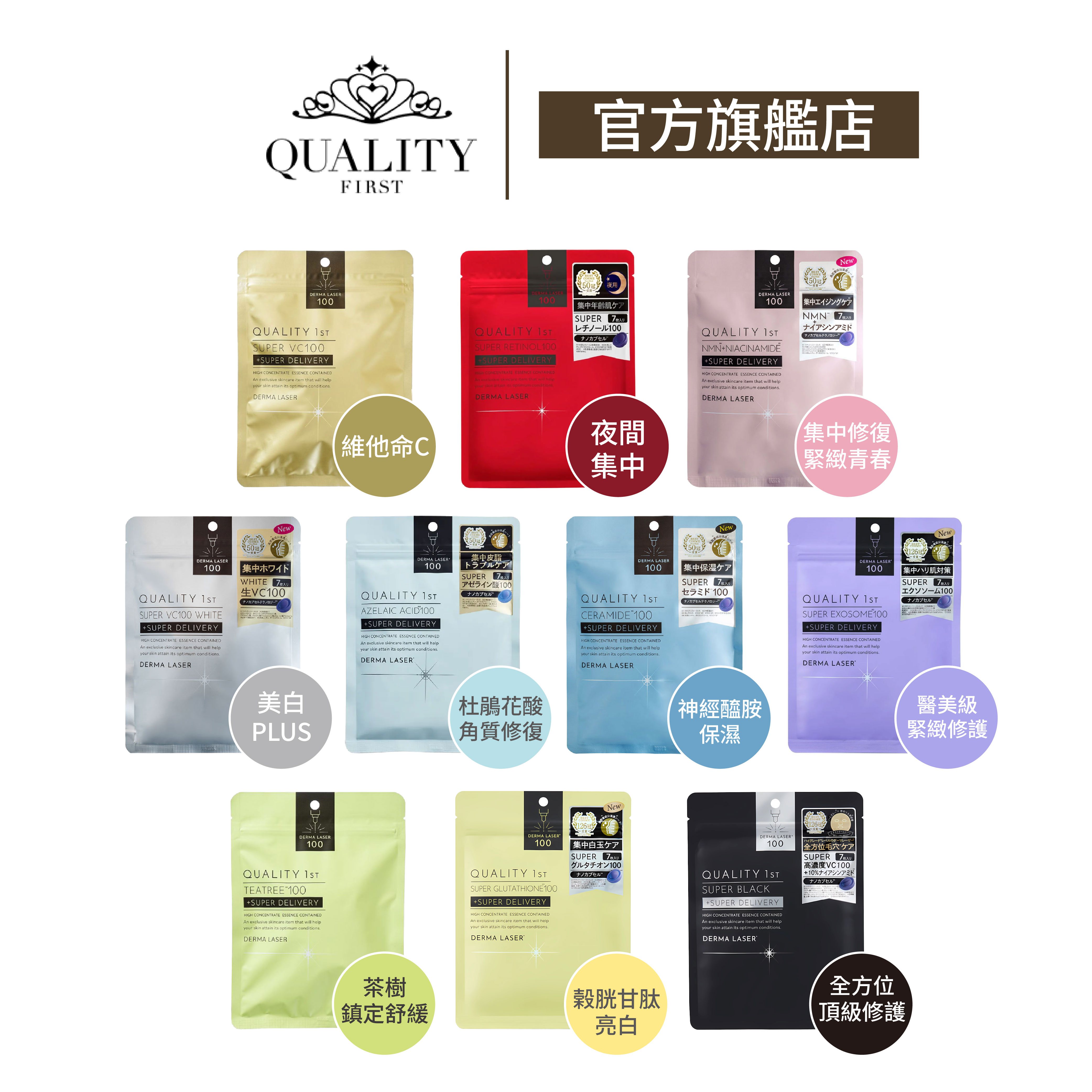 【全系列】Quality 1st｜DERMA LASER 皇后面膜 全方位修護潤澤面膜
