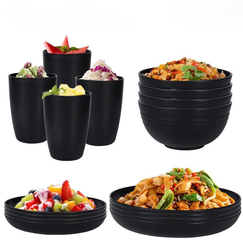 Wheat Straw Dinnerware Set 16pcs set Unbreakable Plates &
