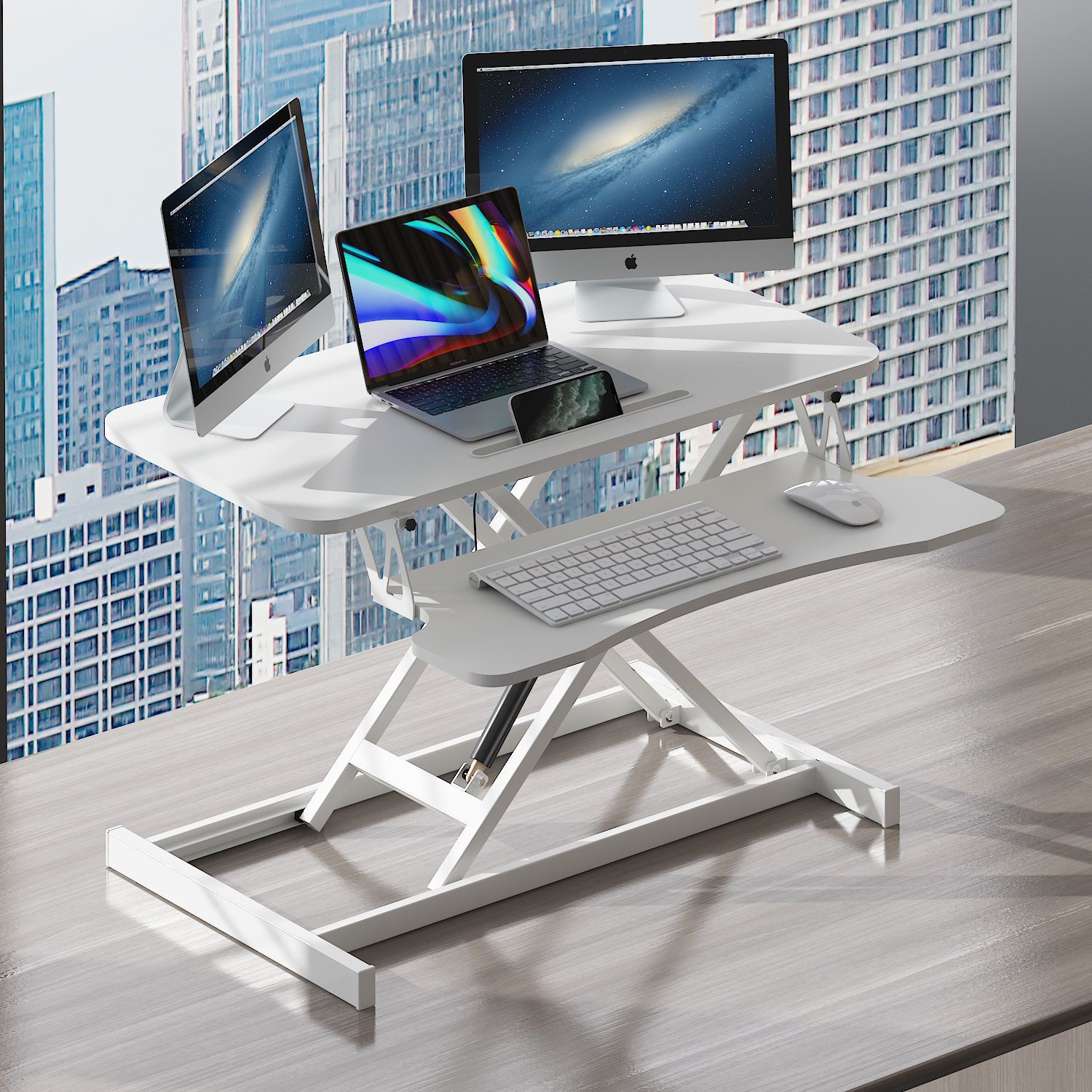 楓林宜居 升降電腦桌辦公桌面可調節筆記本增高架桌上桌氣動升降站立可折疊