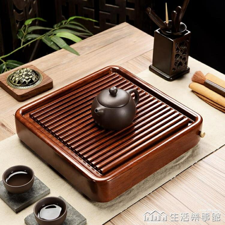 促銷活動~整塊花梨木茶盤實木茶海簡約功夫茶具排水小號茶臺電木款茶托家用 雙11全館免運