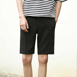 FINDSENSE MD 時尚 男 韓國 基本款 純色 簡約舒適 黑 薄款 休閒短褲 西裝短褲