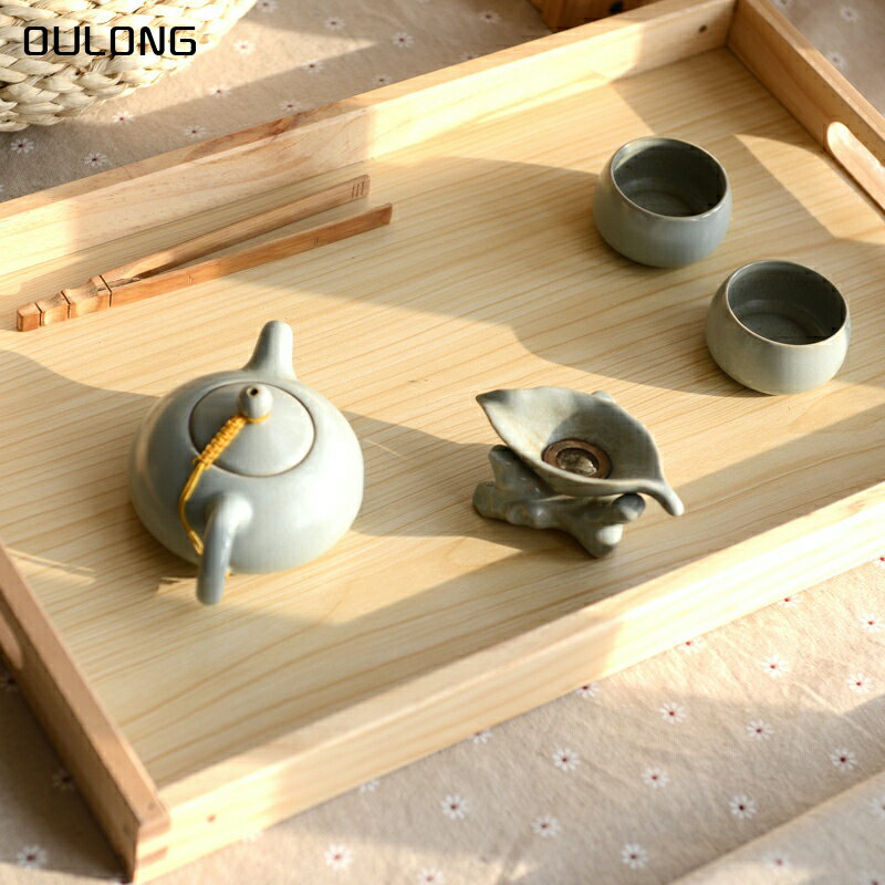 日式大號木質託盤原木色長方形木製餐盤家用茶水杯盤甜品麵包盤