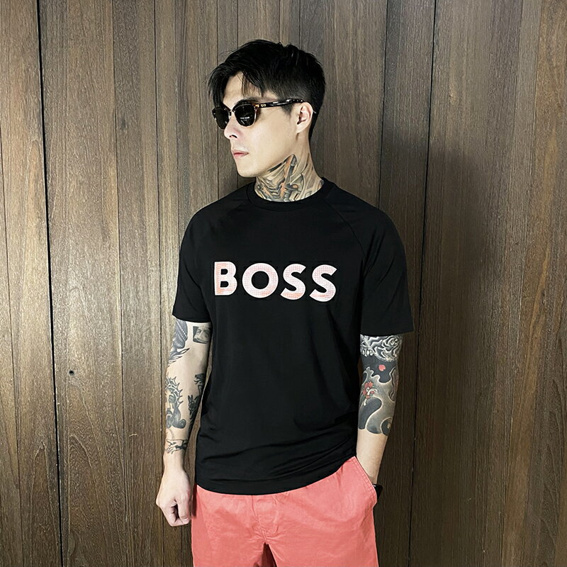 美國百分百【全新真品】 BOSS 短袖 棉質 T恤 圓領 T-shirt 休閒 上衣 LOGO 短T 多色 DD63