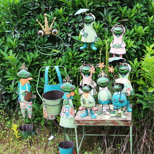 歐式復古鐵藝青蛙爬藤花架裝飾品擺件戶外庭院花園雜貨創意幼兒園