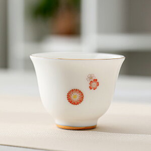 輕奢白瓷茶具小茶杯陶瓷泡茶個人杯辦公品茗杯主人杯家用單個杯子