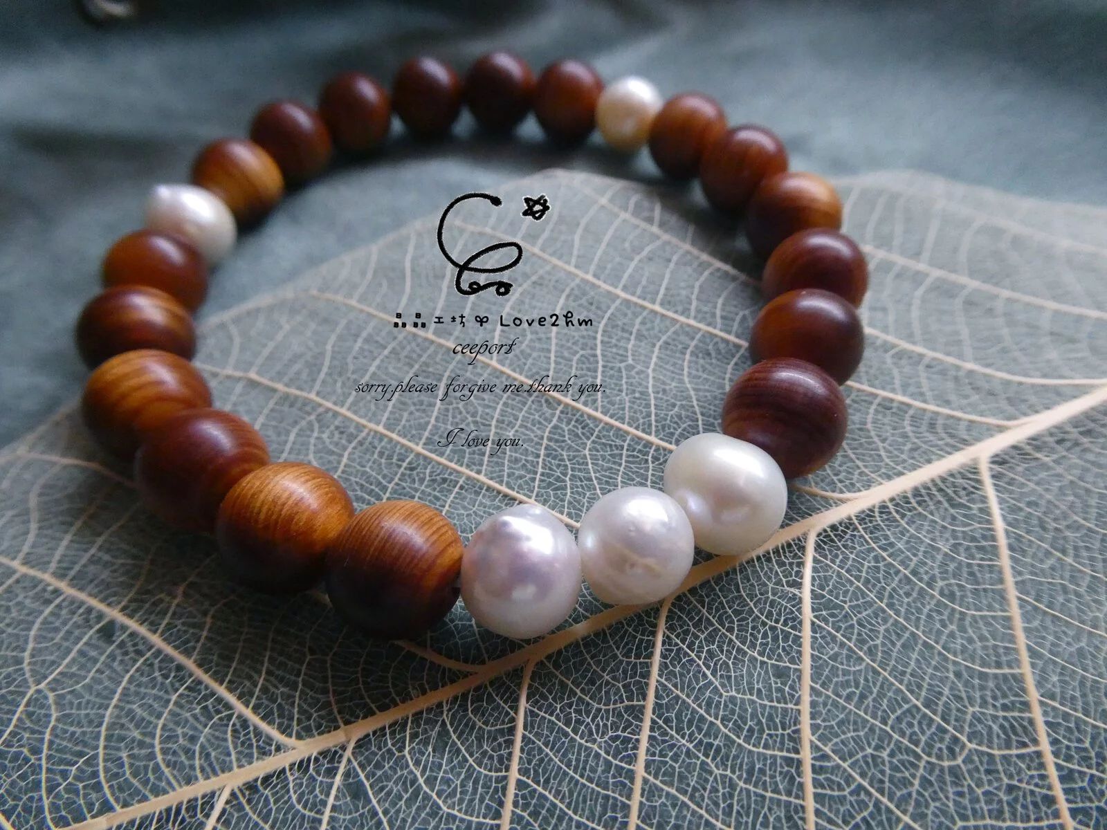 沐日崖柏巴洛克珍珠設計手鍊 崖柏 珍珠 木質手鍊 晶晶工坊-love2hm 3