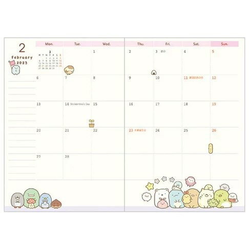 【震撼精品百貨】2023年 掛曆/年曆/手帳~角落生物 Sumikko Gurashi~ 2023年曆手帳附便條收納袋*81469 3
