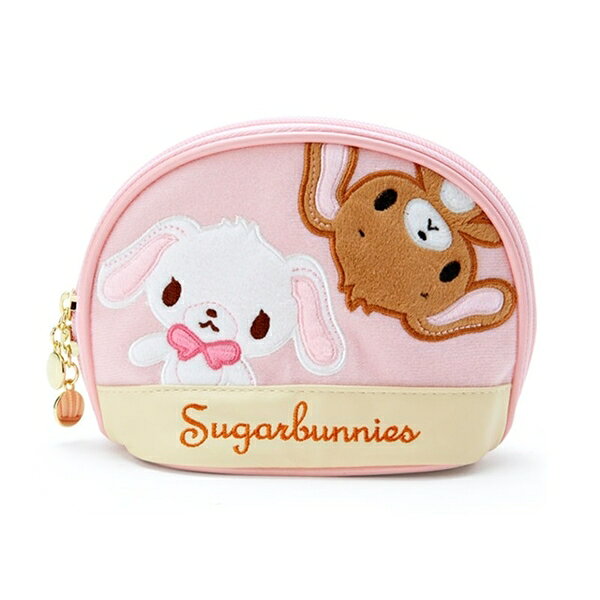 【震撼精品百貨】Sugarbunnies 蜜糖邦尼~日本SANRIO三麗鷗 蜜糖邦尼絨布半圓化妝包 (經典款)*67274