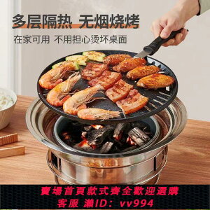 {公司貨 最低價}韓式燒烤爐商用碳烤爐戶外家用烤肉爐木炭圓形不銹鋼炭烤爐烤肉鍋
