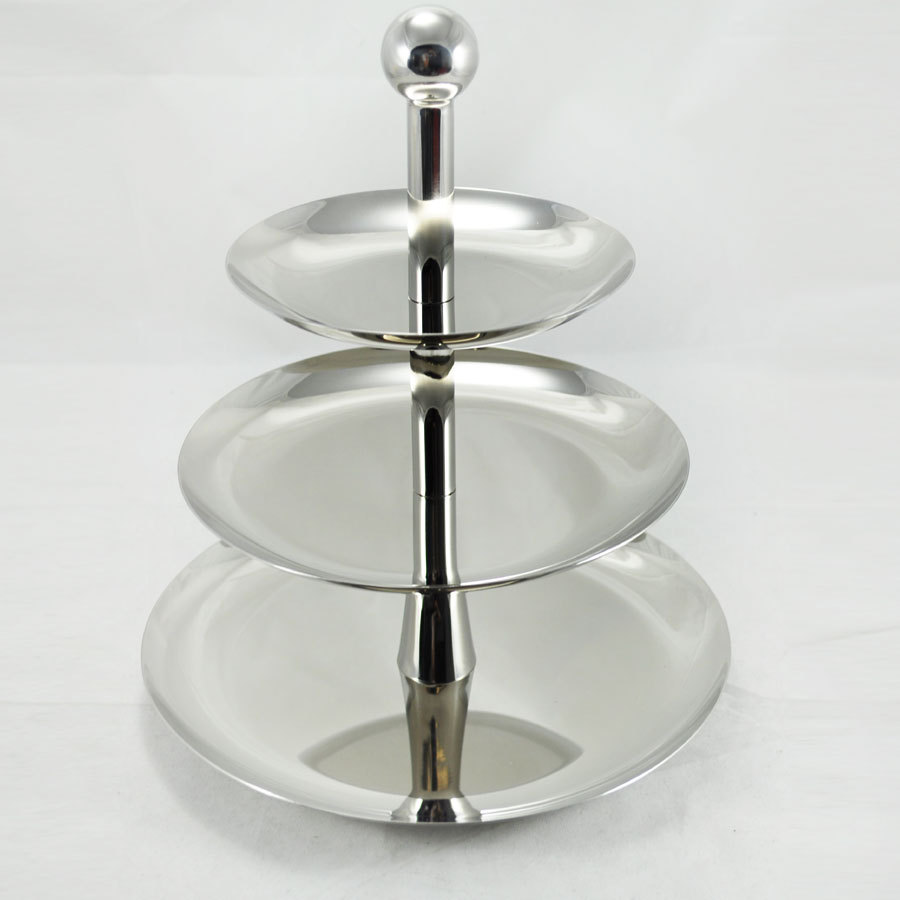 免運 三層不銹鋼果盤 廚房客廳用品 水果盤 歐式時尚可提果盤酒吧果盤