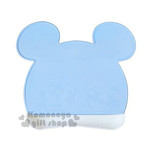 小禮堂 迪士尼 米奇 日製造型矽膠餐墊《藍.大臉》內側突出凹槽設計