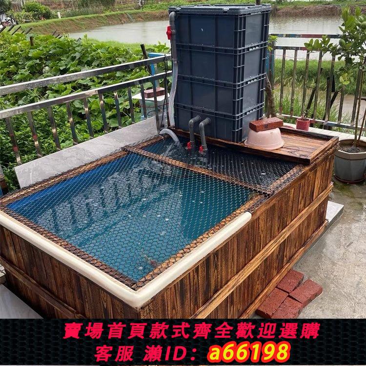 【臺灣公司 可開發票】防腐實木帆布防水布魚池錦鯉專用地缸箱戶外陽臺游泳移動造景花箱