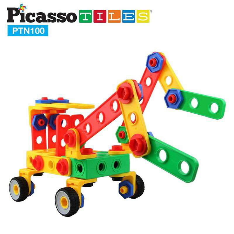(強強滾)PicassoTiles PTN100 畢卡索STEM+A螺母工匠積木組 玩具 4