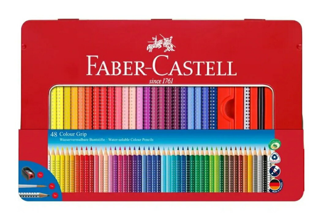 Faber-Castell GRIP握得住好點子水性色鉛筆48色鐵盒112448【領券滿額再折千6/30止】