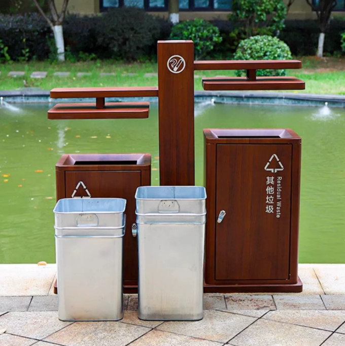 仿古果皮箱戶外景區分類公園垃圾桶大號環衛庭院木紋室外垃圾箱筒