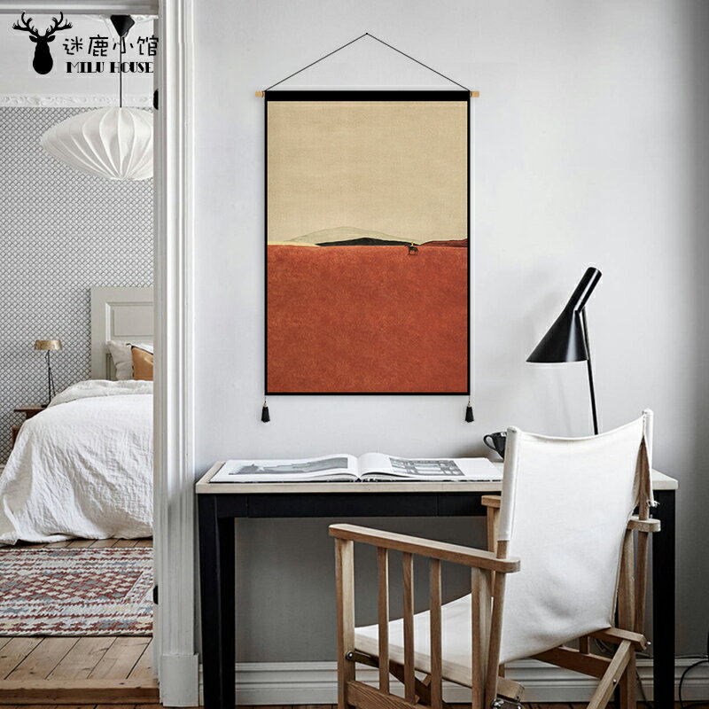 法式抽象油畫布藝掛畫餐廳簡約掛毯臥室裝飾掛布房間布置ins風