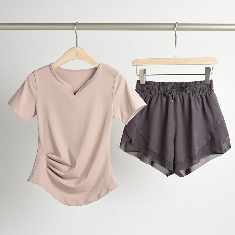 網紅瑜伽服套裝女2026新款夏季專業速乾晨跑步運動健身女套裝上衣