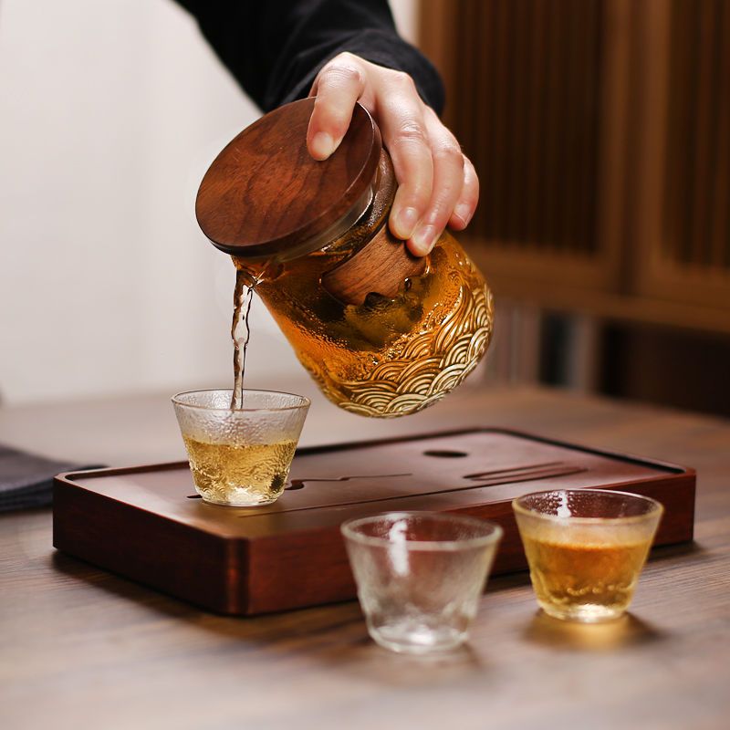 免運 泡茶杯 日式快客杯一壺三杯玻璃防燙便攜式功夫茶具戶外旅行套裝高階簡約 快速出貨