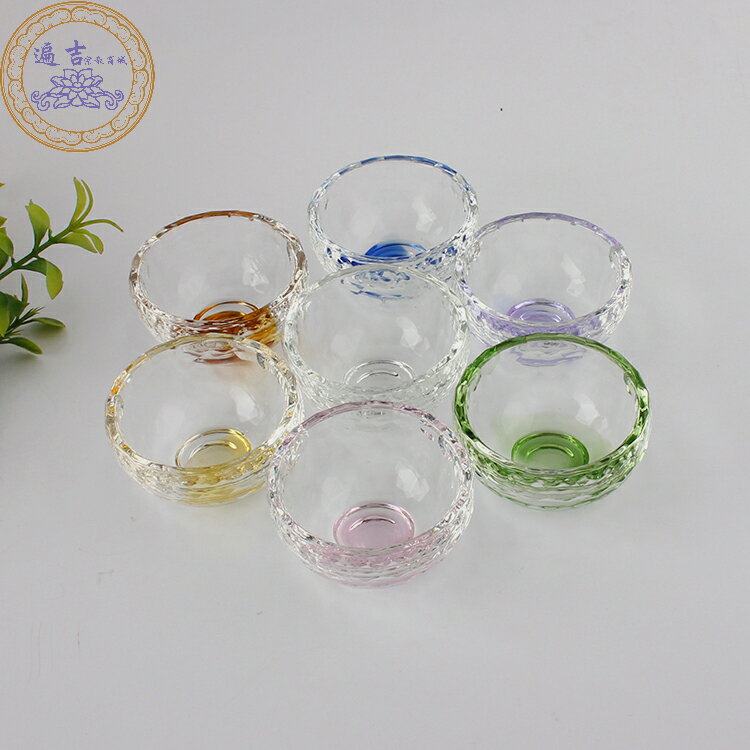 高檔人工水晶供水杯 七寶石水晶玻璃供杯八供碗聖水杯供燈供佛杯