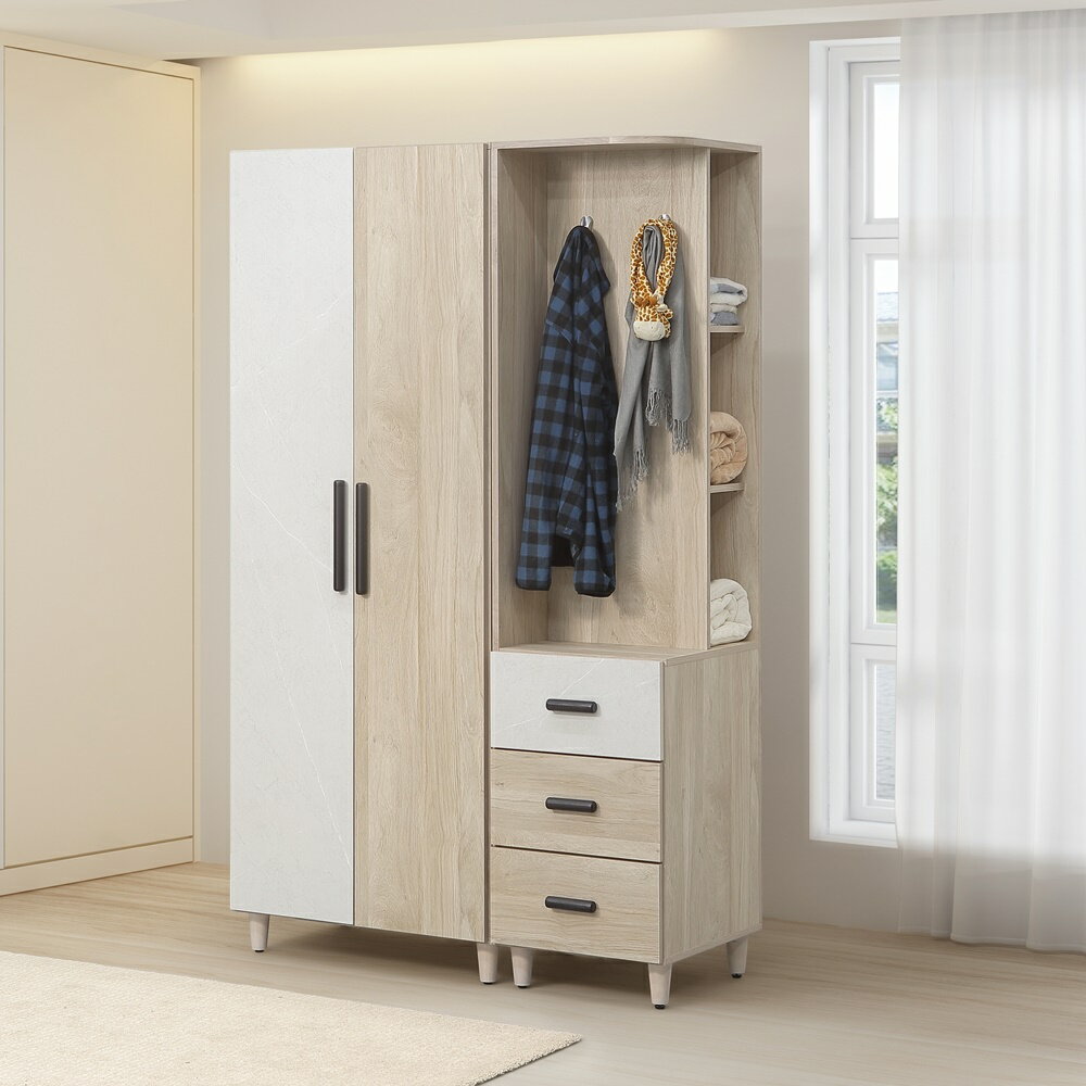 【直人木業】IVY當代日系風121公分標準衣櫃｜APP結帳再賺4%點數 1