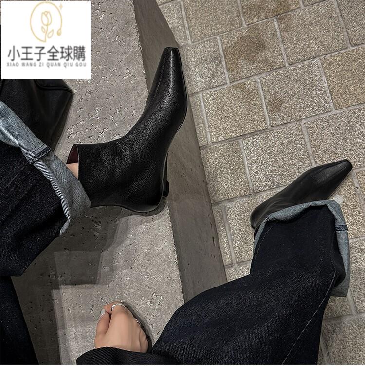 【公司現貨速發】免運 開發票 小短靴 堆堆靴 真皮女鞋 羊皮鞋 小皮鞋 樂福鞋高品質羊皮小短靴秋裡外全皮尖頭法式復古馬丁靴女 保密 定製