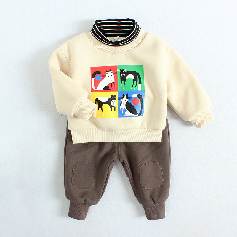 寶寶衛衣套裝加絨加厚秋冬款1-3歲嬰幼兒兩件套洋氣男女小童衣服0