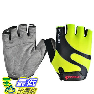[106美國直購] 手套 BOODUN Cycling Gloves with Shock-absorbing Foam Pad Breathable Half Finger Fluorescent Green
