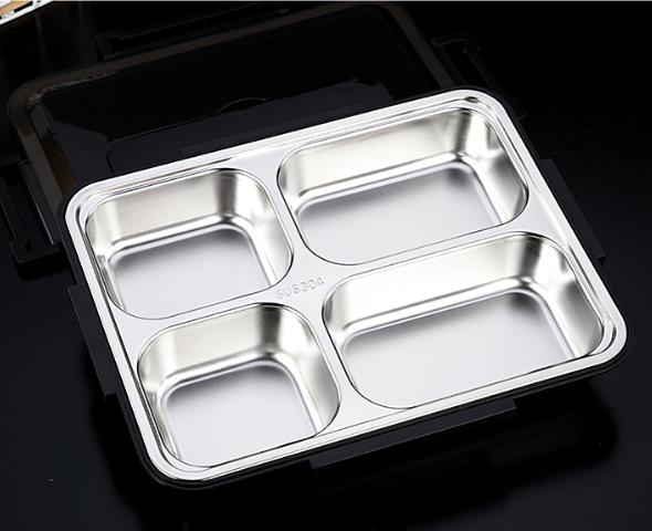 304日式不銹鋼保溫飯盒成人便當快餐盒大容量學生餐盤分格帶蓋