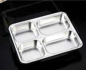 304日式不銹鋼保溫飯盒成人便當快餐盒大容量學生餐盤分格帶蓋