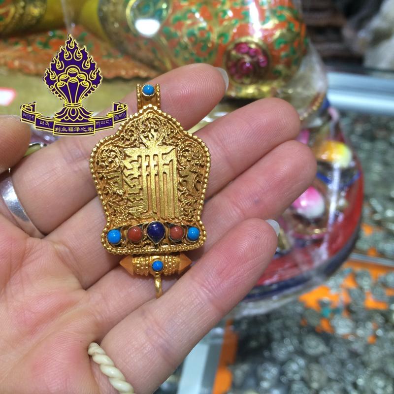 【利眾福澤之家】尼泊爾進口 手工925純銀鎏金嘎烏盒十相自在嘎烏1入