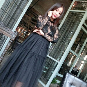 蕾絲洋裝 長袖連身裙-黑色性感優雅時尚氣質流行女裝裙子72f6【獨家進口】【米蘭精品】