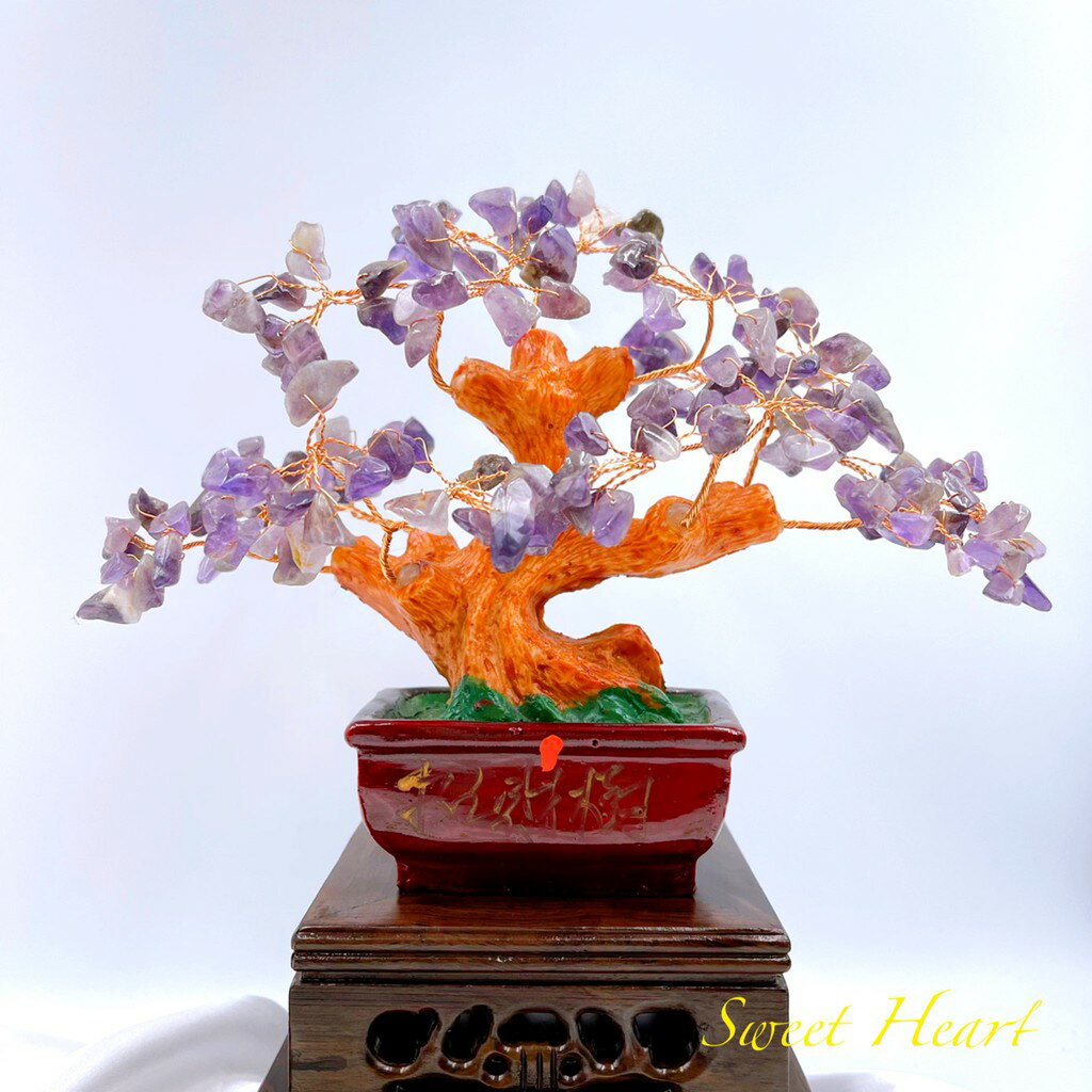 Sweet Heart 田芯開運精選 💯天然五行水晶 粉水晶 紫水晶 招財樹 發財樹 旺財開運 擺件❤️可搭晶洞 聚寶盆 鹽燈 2