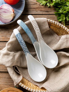 摩登主婦陶瓷日式餐具湯勺家用大勺子湯匙創意可愛吃飯勺喝湯勺子