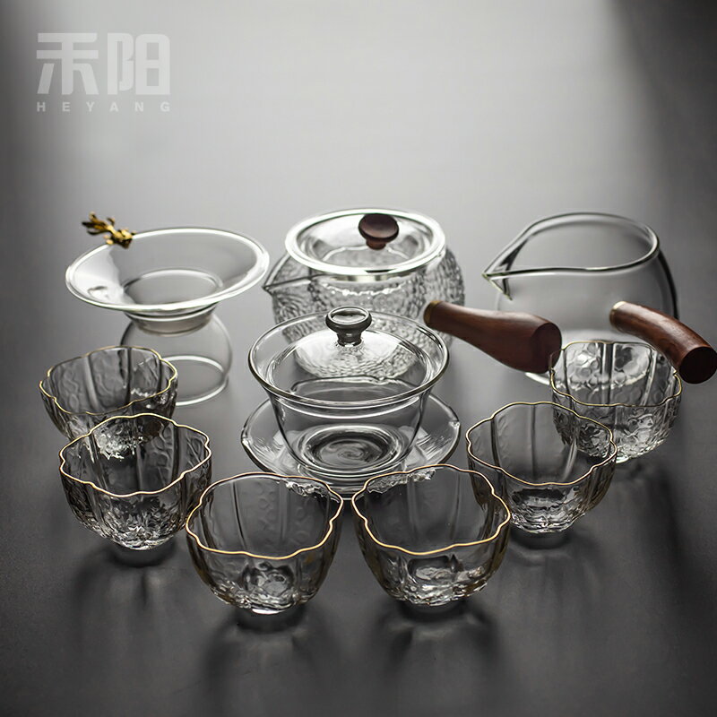 玻璃茶具套裝日式功夫茶杯透明家用簡約加厚耐高溫紅茶喝茶泡茶壺