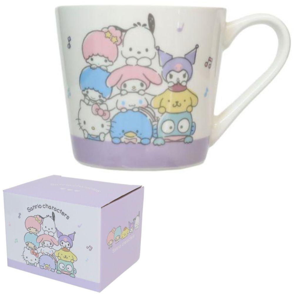 真愛日本 三麗鷗 陶瓷馬克杯 大集合 疊疊樂 紫白 凱蒂貓 美樂蒂 大耳狗 庫洛米 陶瓷杯 馬克杯 咖啡杯 杯