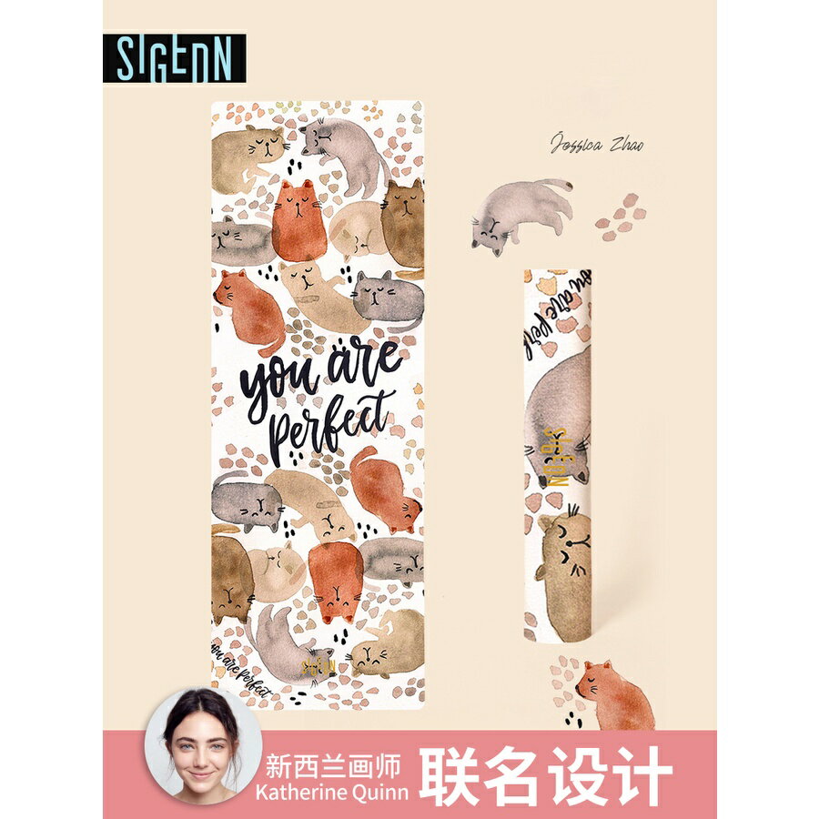 SIGEDN天然橡膠專業防滑仙女環保瑜伽墊印花女生家用加厚健身地墊