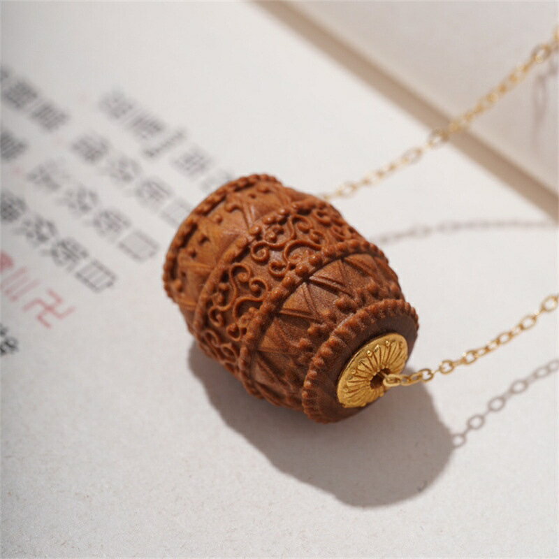 【巴黎精品】現貨+預購天然檀木項鍊紫檀項鏈沉香木質吊墜飾雕刻掛件轉運除穢淨化開運-轉運輪男女飾品a1ki5
