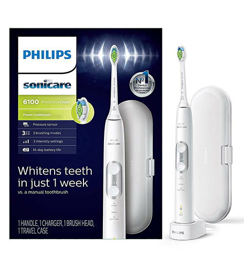 Philips【美國代購】飛利浦 電動牙刷Sonicare ProtectiveClean 6100 HX6877/21 - 白色