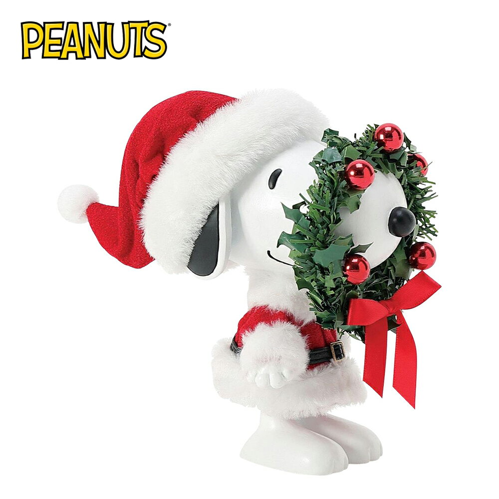 【正版授權】Enesco 史努比 聖誕花環掛在鼻子上 塑像 公仔 精品雕塑 Snoopy PEANUTS - 442928
