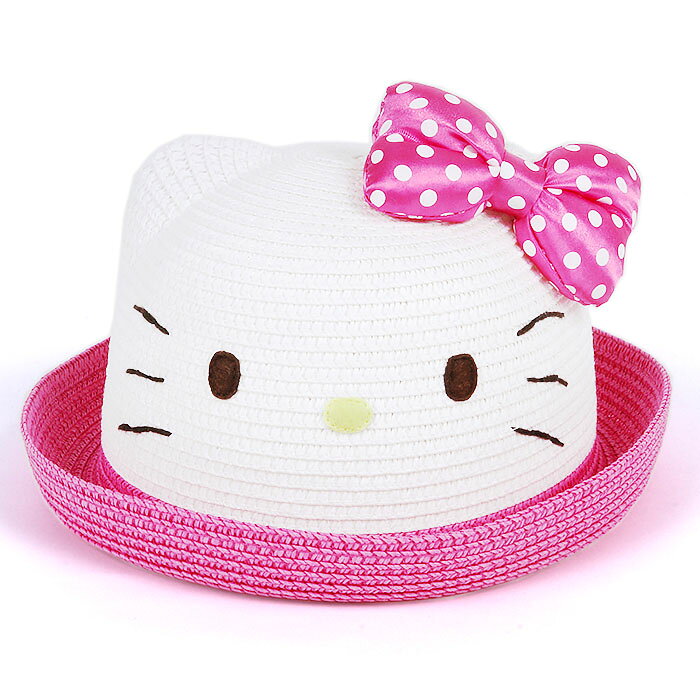 大賀屋 日貨 HELLO KITTY 貓耳 帽子 遮陽帽 兒童帽子 小帽 太陽帽 小孩帽 KT 正版 J00016481