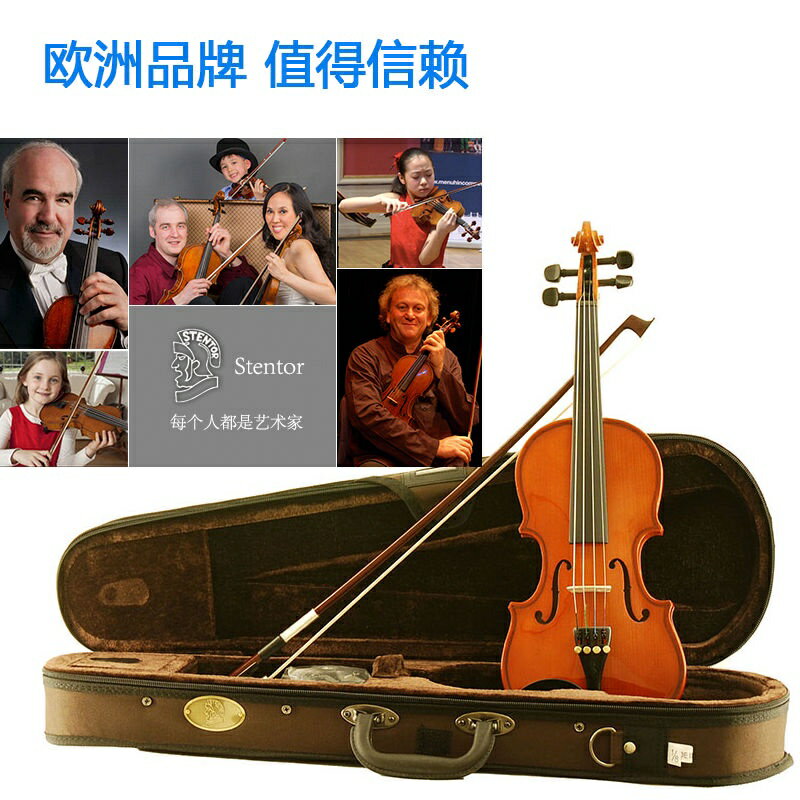 英國Stentor斯坦特實木手工小提琴成人初學者專業級考級樂器
