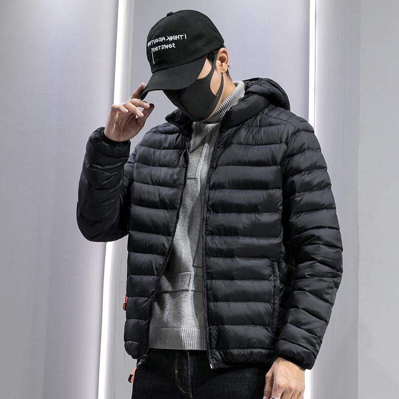 【秋冬上新】M-5XL大碼羽絨棉外套 保暖外套 男裝 棉衣男士外套2021新款修身潮牌輕薄羽絨棉服短款學生帥氣連帽棉襖