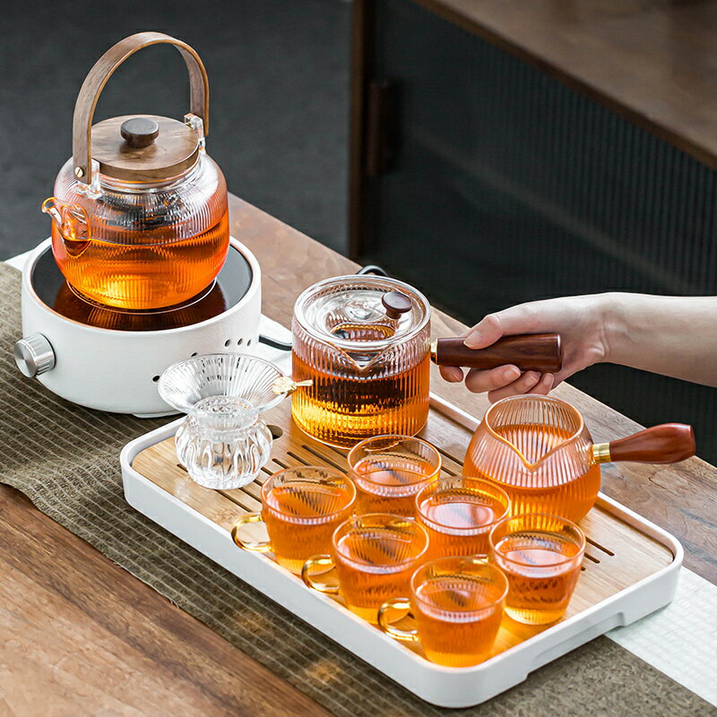 玻璃煮茶器耐高溫耐熱專用泡茶器大容量電陶爐煮茶側把提梁壺套裝