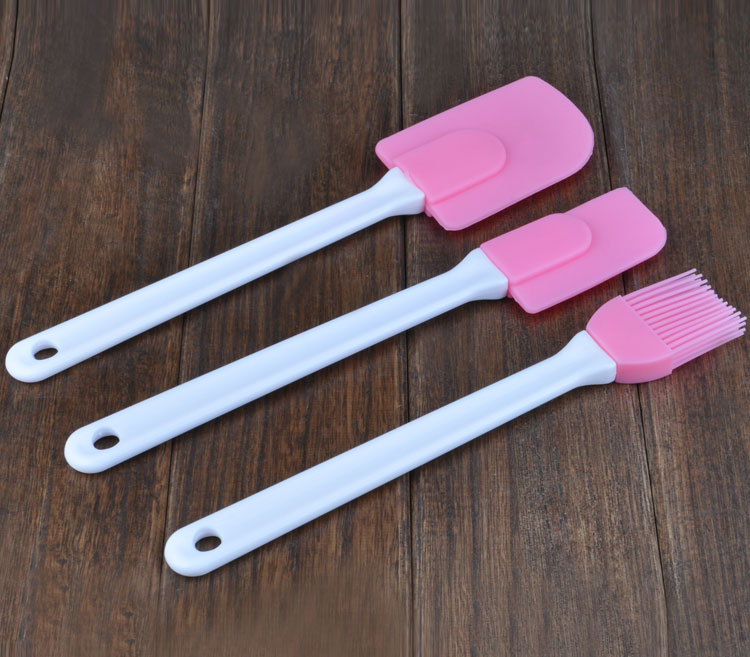 粉色硅膠刮刀硅膠刷三件套刮刀攪拌刀硅膠刷烘焙工具蛋糕硅膠刮刀