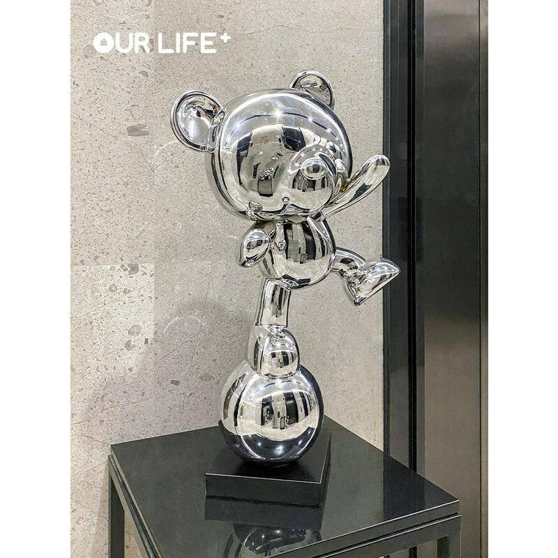 輕奢 高檔 家居 擺件 現代 電鍍 熊客 廳玄關 電視櫃裝飾品 高階 落地擺設 uX
