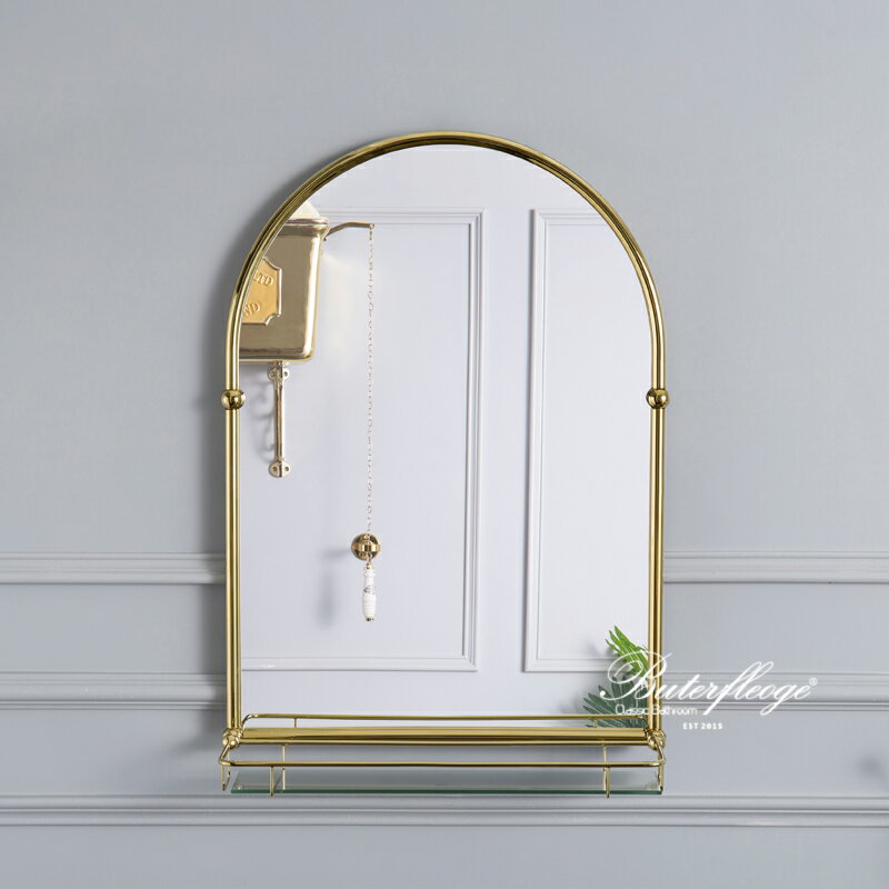 蝶陶新款金屬衛生間梳妝臺鏡復古衛浴鏡黃銅鍍鉻鍍金不生銹北歐 9